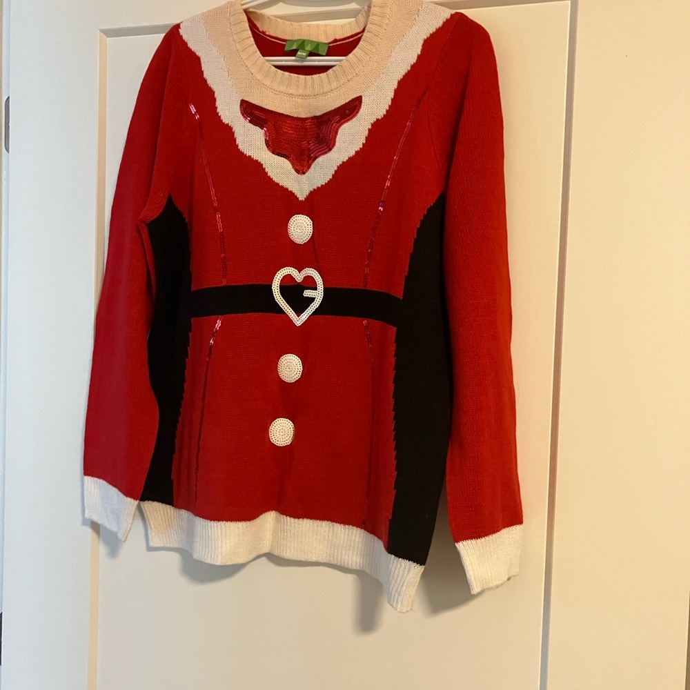 Red and White Women's Sweater